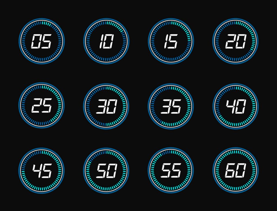 Digital countdown timer clock design icons